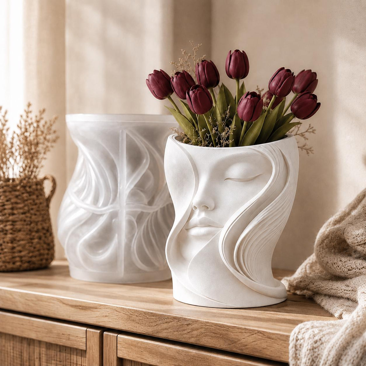 Silikonform Gesichtsvase – Gießform Frauenkopf für Raysin, Keraflott, Gips und Kreativ-Beton