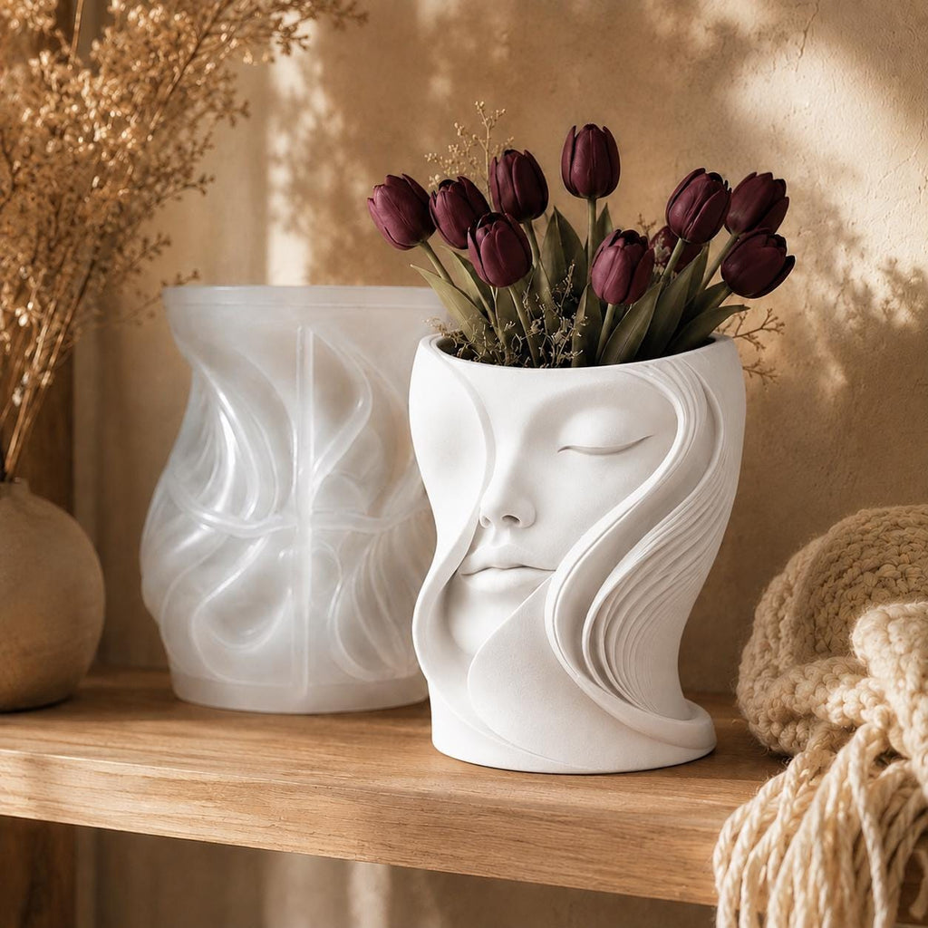 Silikonform Gesichtsvase – Gießform Frauenkopf für Raysin, Keraflott, Gips und Kreativ-Beton