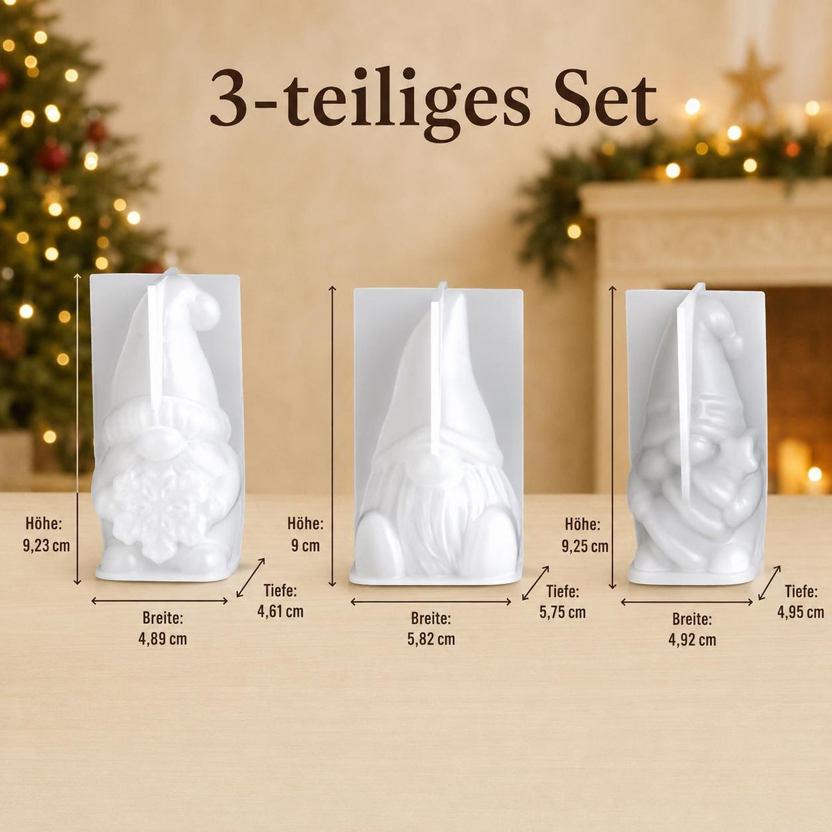 Silikonformen Wichtel  Weihnachtswichtel Gießformen 3er-Set  für Raysin, Keraflott, Gips und Beton  Weihnachtsdeko DIY