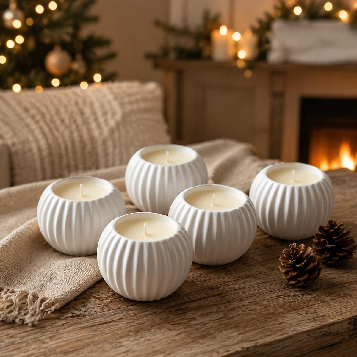 Silikonform geriffelter Kerzenhalter – Gießform für Raysin, Keraflott & Weihnachtsdeko – rundes Gefäß