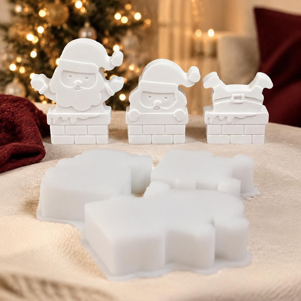 Silikonform Weihnachtsmann im Kamin – 3 Motive – Gießform Weihnachten für Raysin, Keraflott, Gips und Kreativbeton
