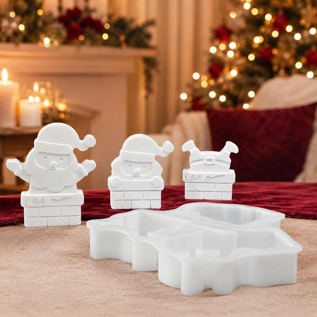 Silikonform Weihnachtsmann im Kamin – 3 Motive – Gießform Weihnachten für Raysin, Keraflott, Gips und Kreativbeton