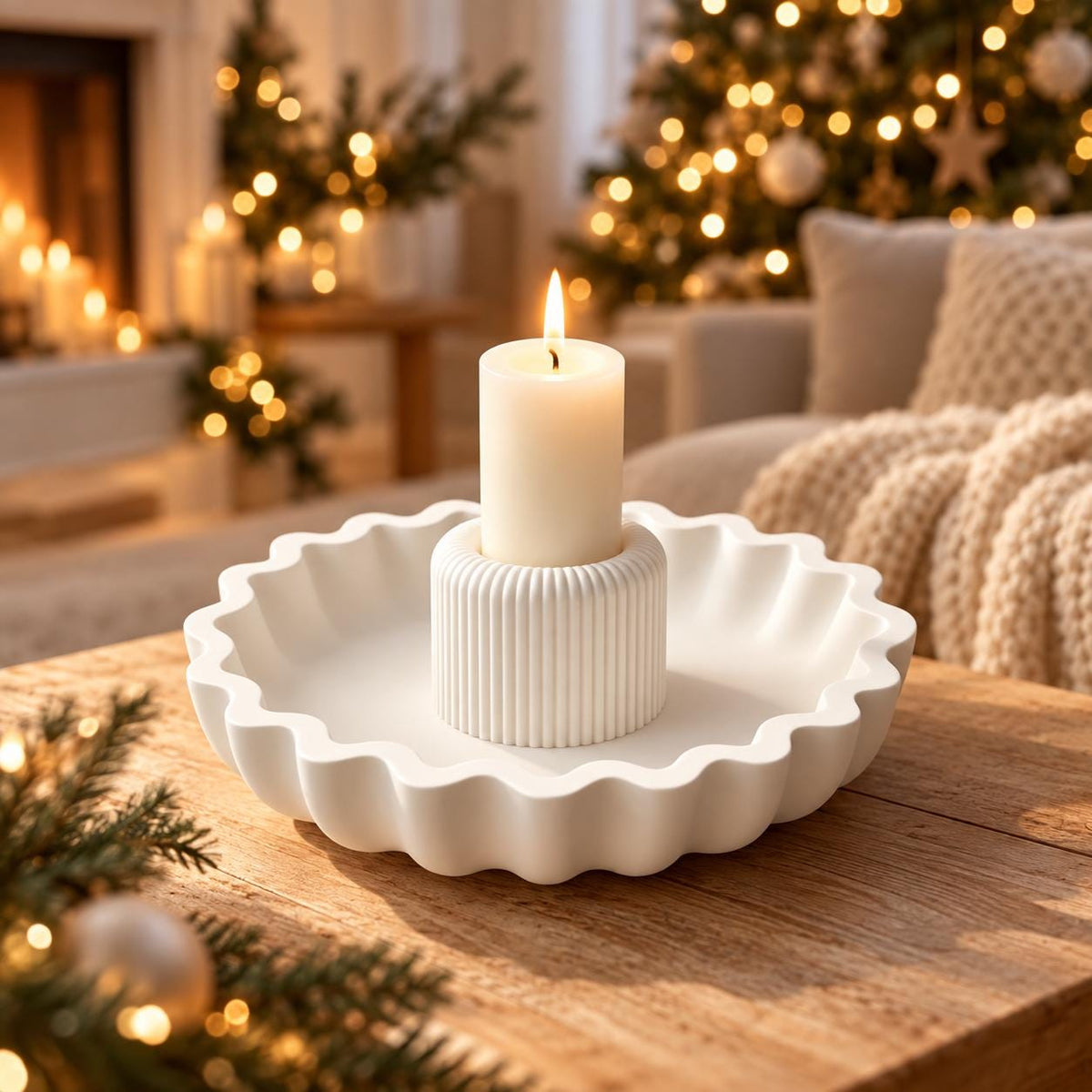 Silikonformen Set Schale mit Wellenrand & Kerzenhalter – Gießformen für Raysin, Keraflott und DIY Weihnachtsdeko