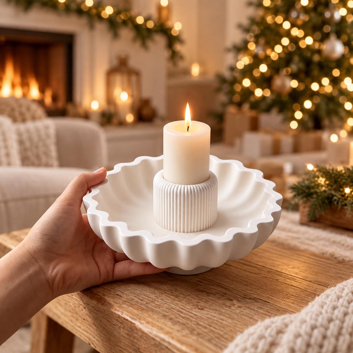 Silikonformen Set Schale mit Wellenrand & Kerzenhalter – Gießformen für Raysin, Keraflott und DIY Weihnachtsdeko