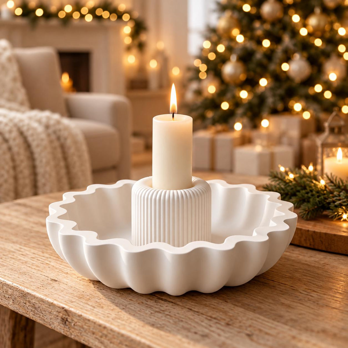 Silikonformen Set Schale mit Wellenrand & Kerzenhalter – Gießformen für Raysin, Keraflott und DIY Weihnachtsdeko