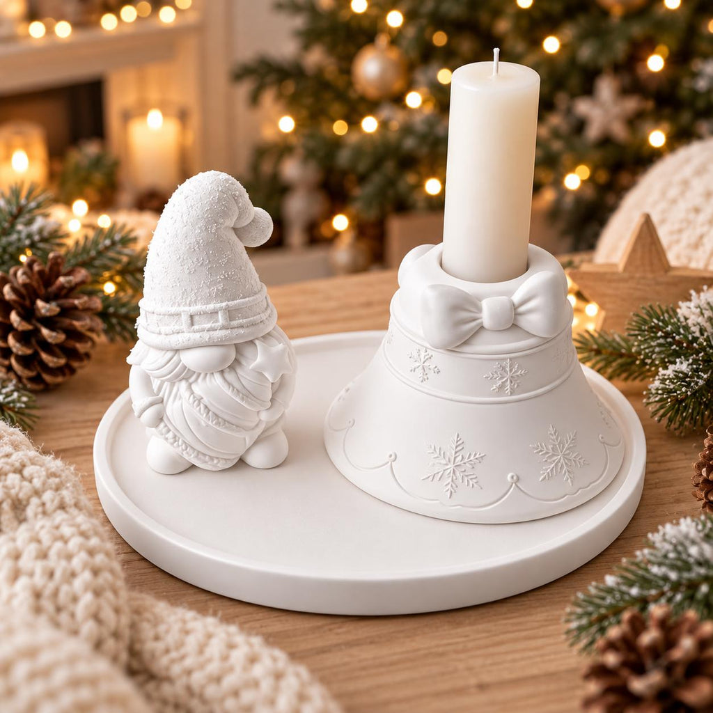 Silikonformen Set Weihnachten – Wichtel, Glocken, Kerzenhalter & Tablett – Gießformen für Raysin und Keraflott