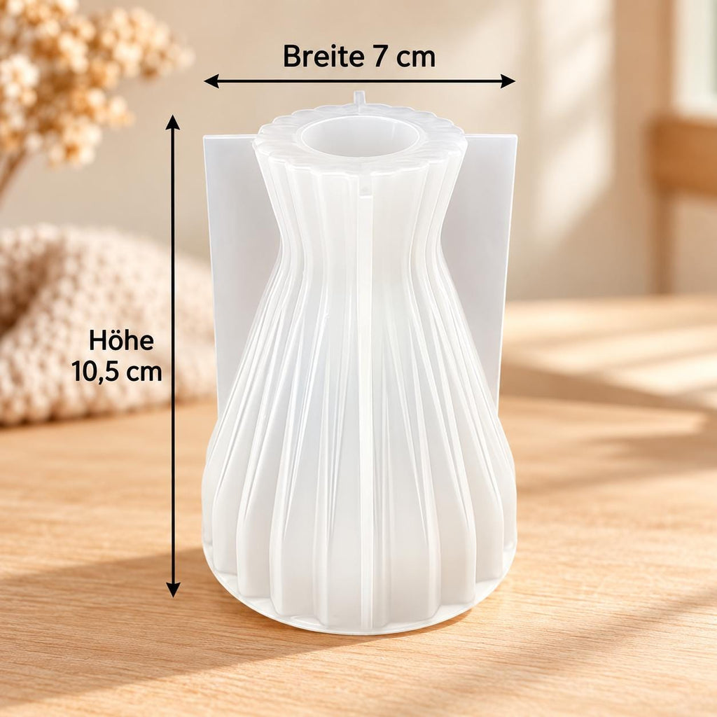 Silikonform Vase mit Rillen  taillierte Gießform für Raysin, Keraflott und Gips  DIY Blumenvase im Boho-Stil