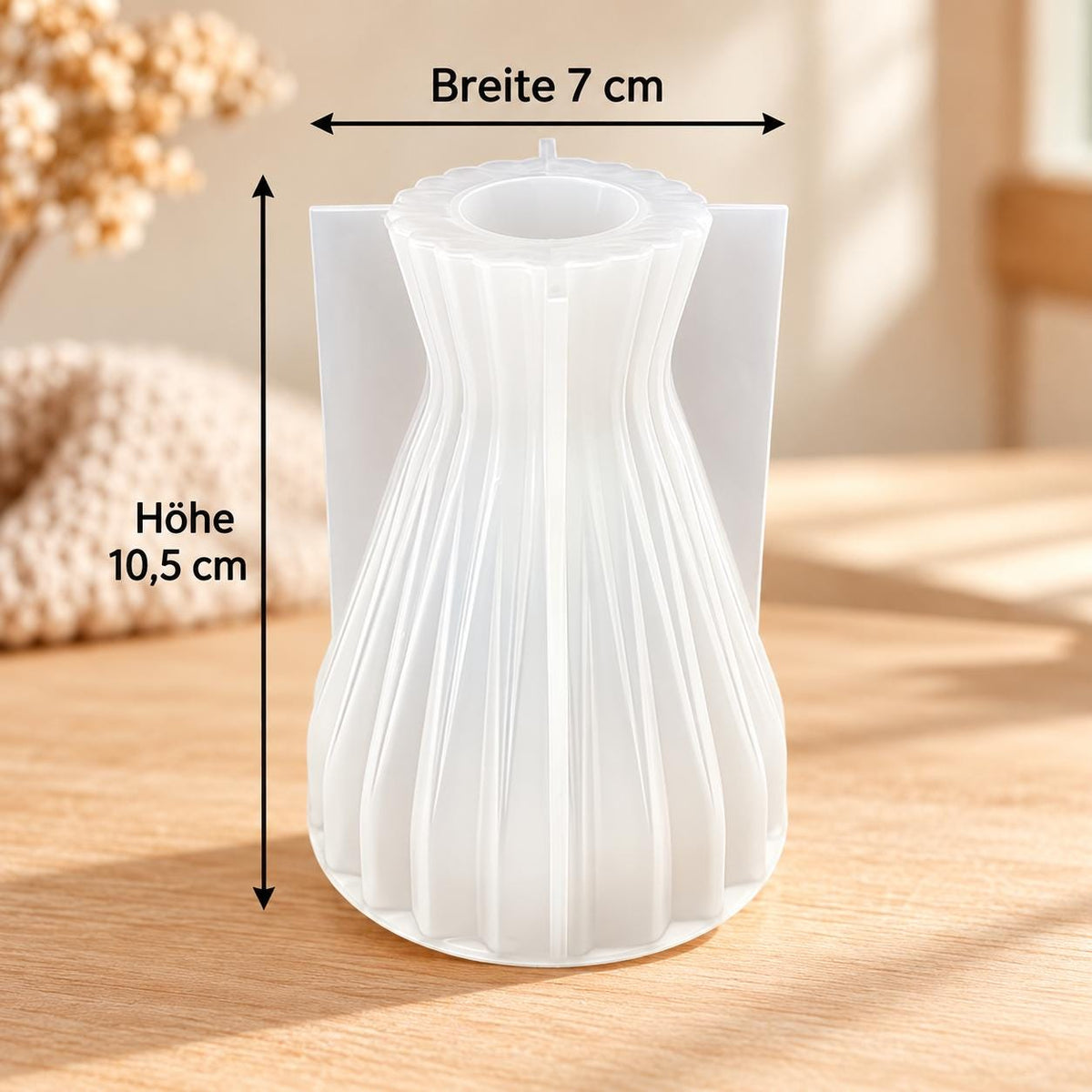Silikonform Vase mit Rillen  taillierte Gießform für Raysin, Keraflott und Gips  DIY Blumenvase im Boho-Stil
