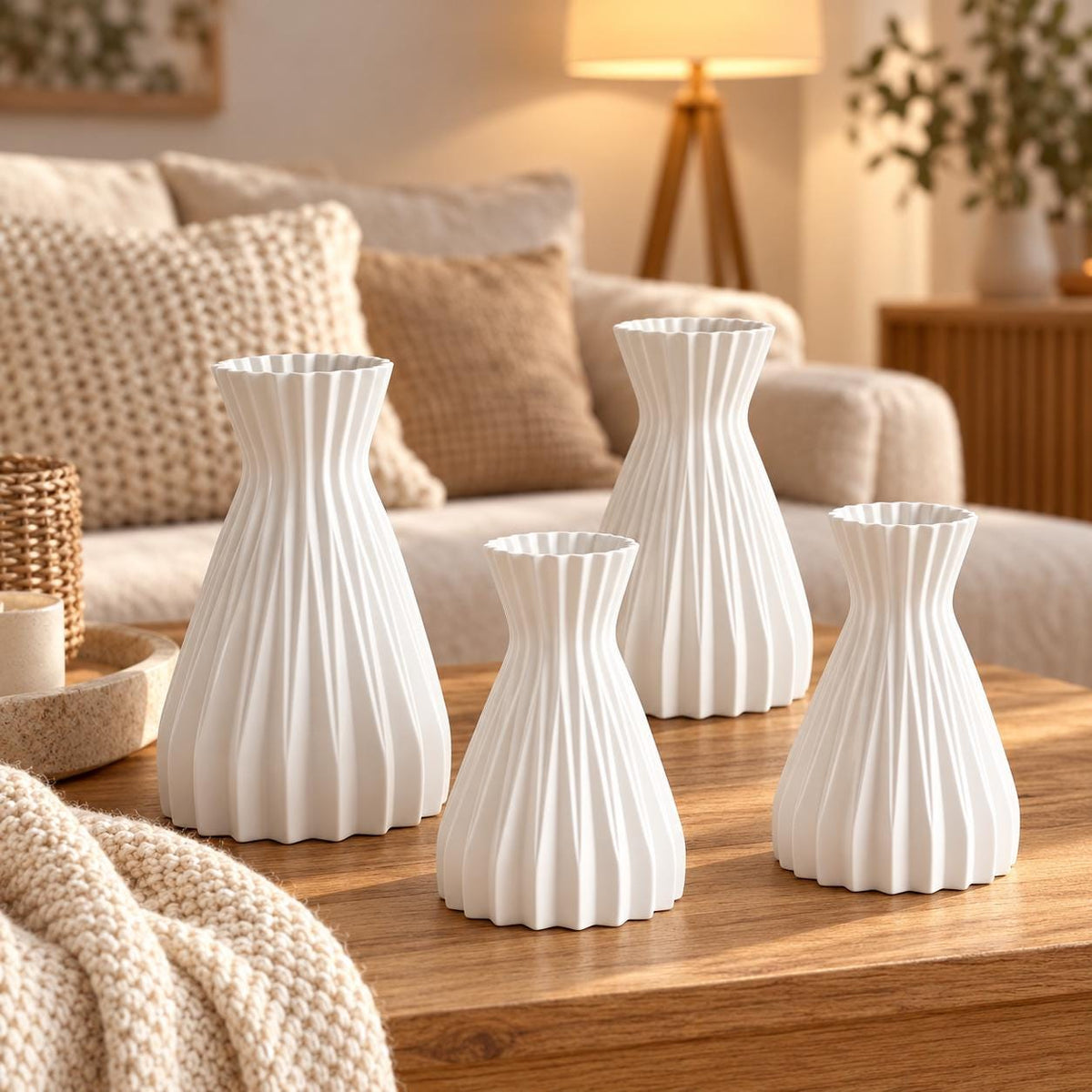 Silikonform Vase mit Rillen – taillierte Gießform für Raysin, Keraflott und Gips – DIY Blumenvase im Boho-Stil