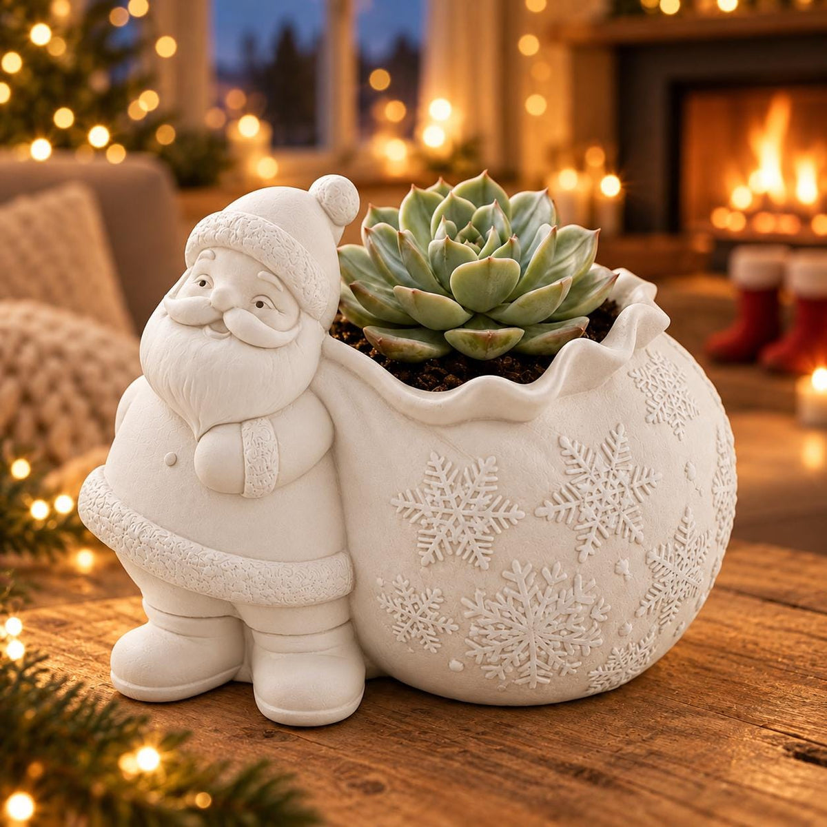 Silikonform Nikolaus mit Pflanzsack und Schneeflocken – Gießform für Raysin, Keraflott & Gips – DIY-Weihnachtsdeko