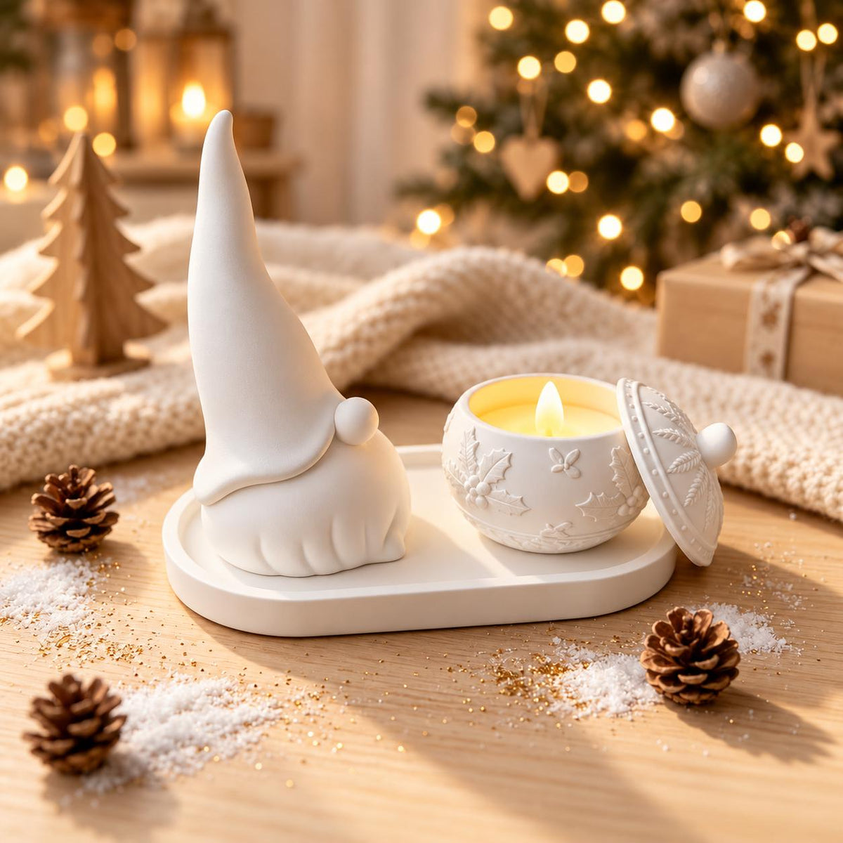 Silikonformen Set Weihnachten  Wichtel, Dose mit Deckel & ovales Tablett  Gießformen für Raysin, Keraflott und Gips
