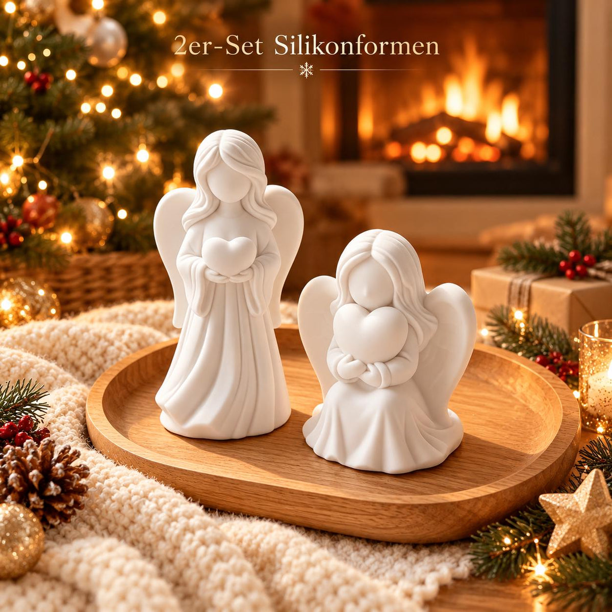 Silikonformen Engel mit Herz 2er-Set  Gießformen für Raysin und Keraflott  DIY-Weihnachtsdeko