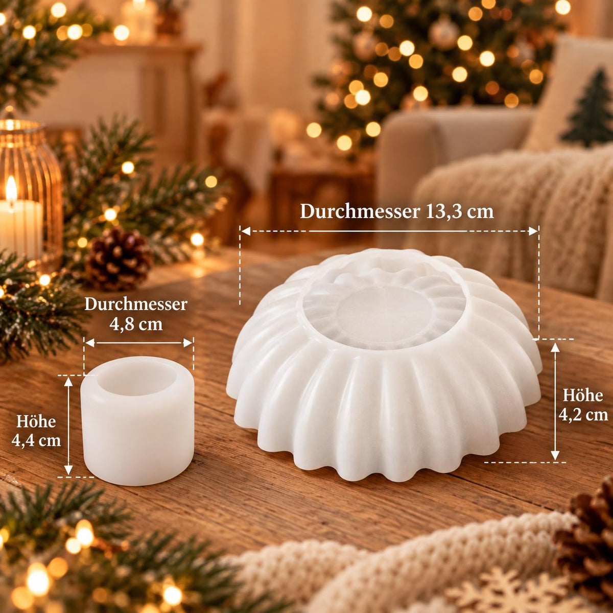 Silikonformen Set Schale mit Wellenrand & Kerzenhalter – Gießformen für Raysin, Keraflott und DIY Weihnachtsdeko