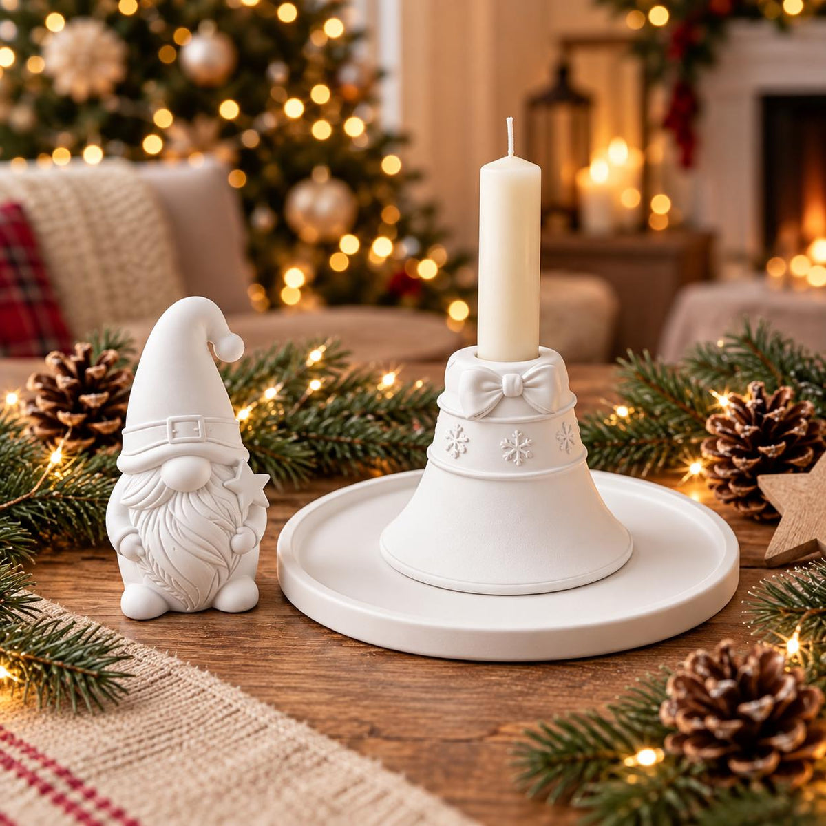 Silikonformen Set Weihnachten – Wichtel, Glocken, Kerzenhalter & Tablett – Gießformen für Raysin und Keraflott