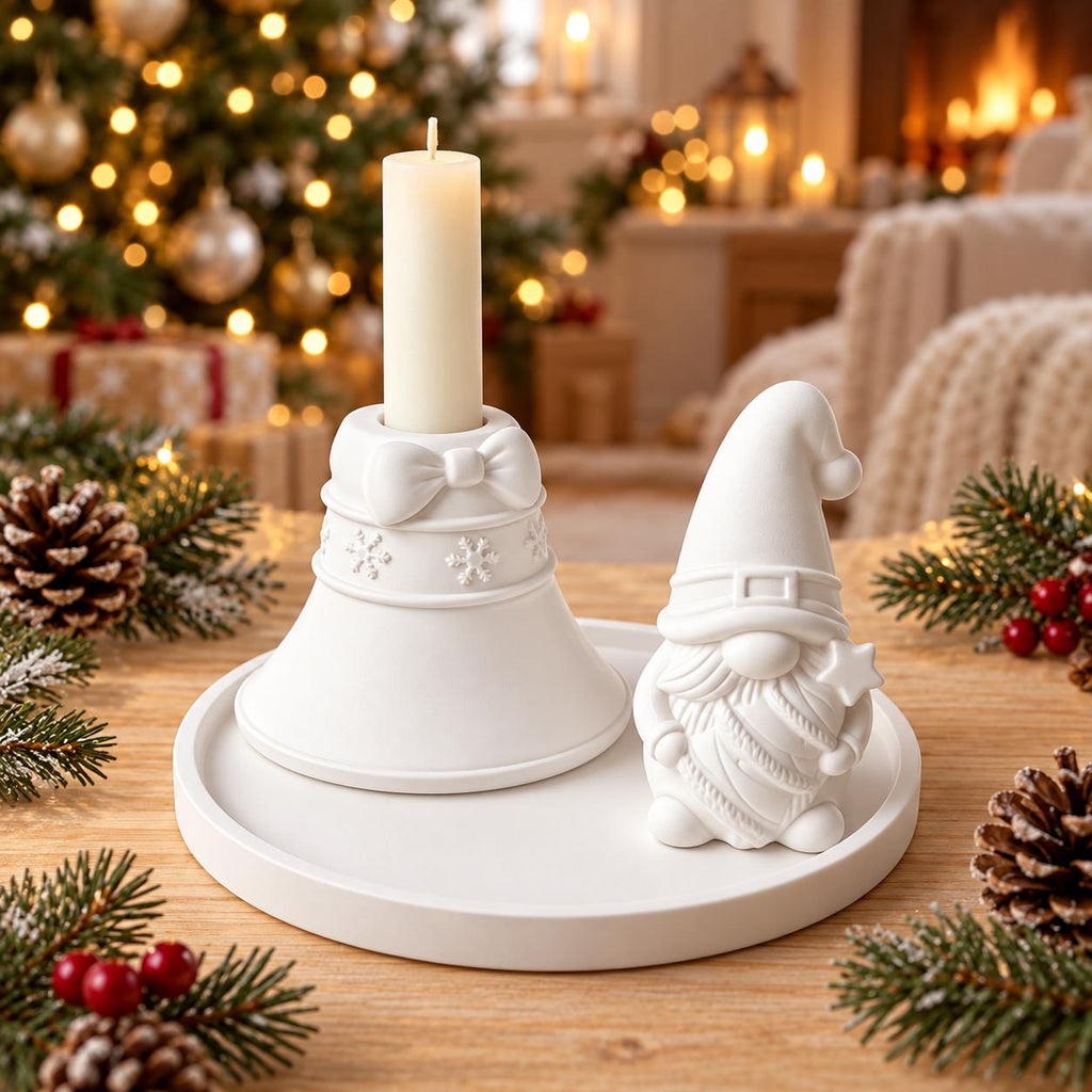 Silikonformen Set Weihnachten – Wichtel, Glocken, Kerzenhalter & Tablett – Gießformen für Raysin und Keraflott