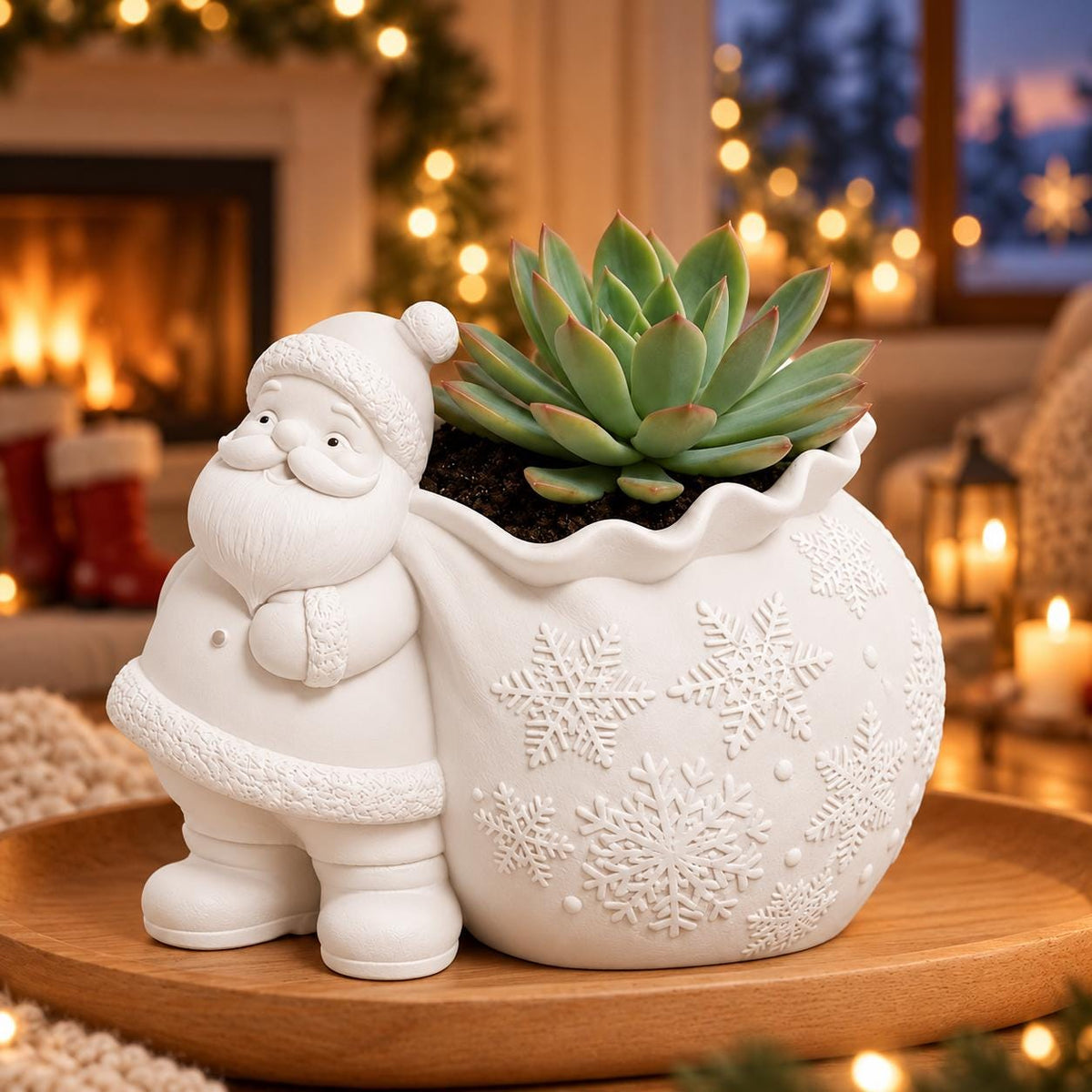 Silikonform Nikolaus mit Pflanzsack und Schneeflocken – Gießform für Raysin, Keraflott & Gips – DIY-Weihnachtsdeko
