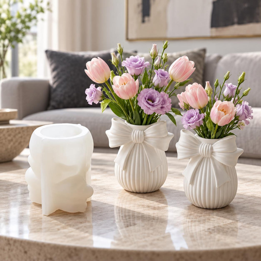 Silikonform Schleifenvase mit Rillen – Gießform für kleine Dekovase, DIY Wohndeko und selbst gestaltete Geschenke