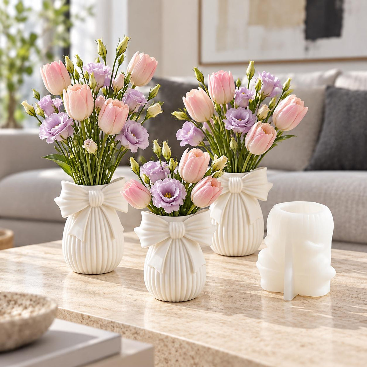Silikonform Schleifenvase mit Rillen  Gießform für kleine Dekovase, DIY Wohndeko und selbst gestaltete Geschenke