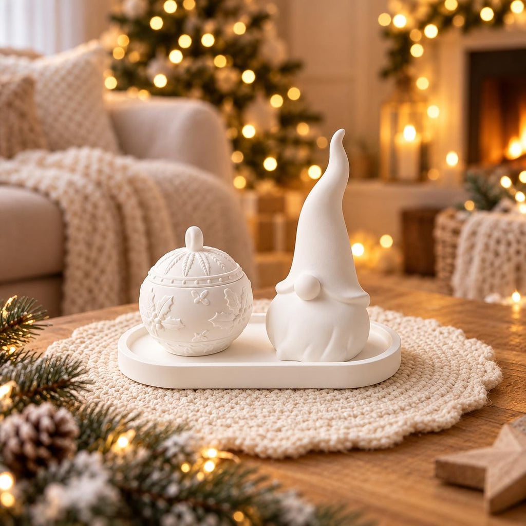 Silikonformen Set Weihnachten  Wichtel, Dose mit Deckel & ovales Tablett  Gießformen für Raysin, Keraflott und Gips