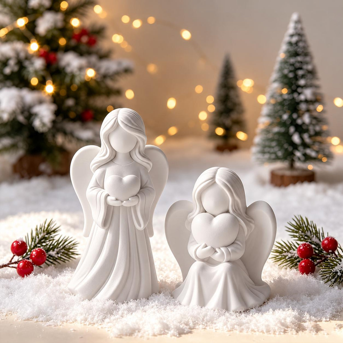 Silikonformen Engel mit Herz 2er-Set – Gießformen für Raysin und Keraflott – DIY-Weihnachtsdeko