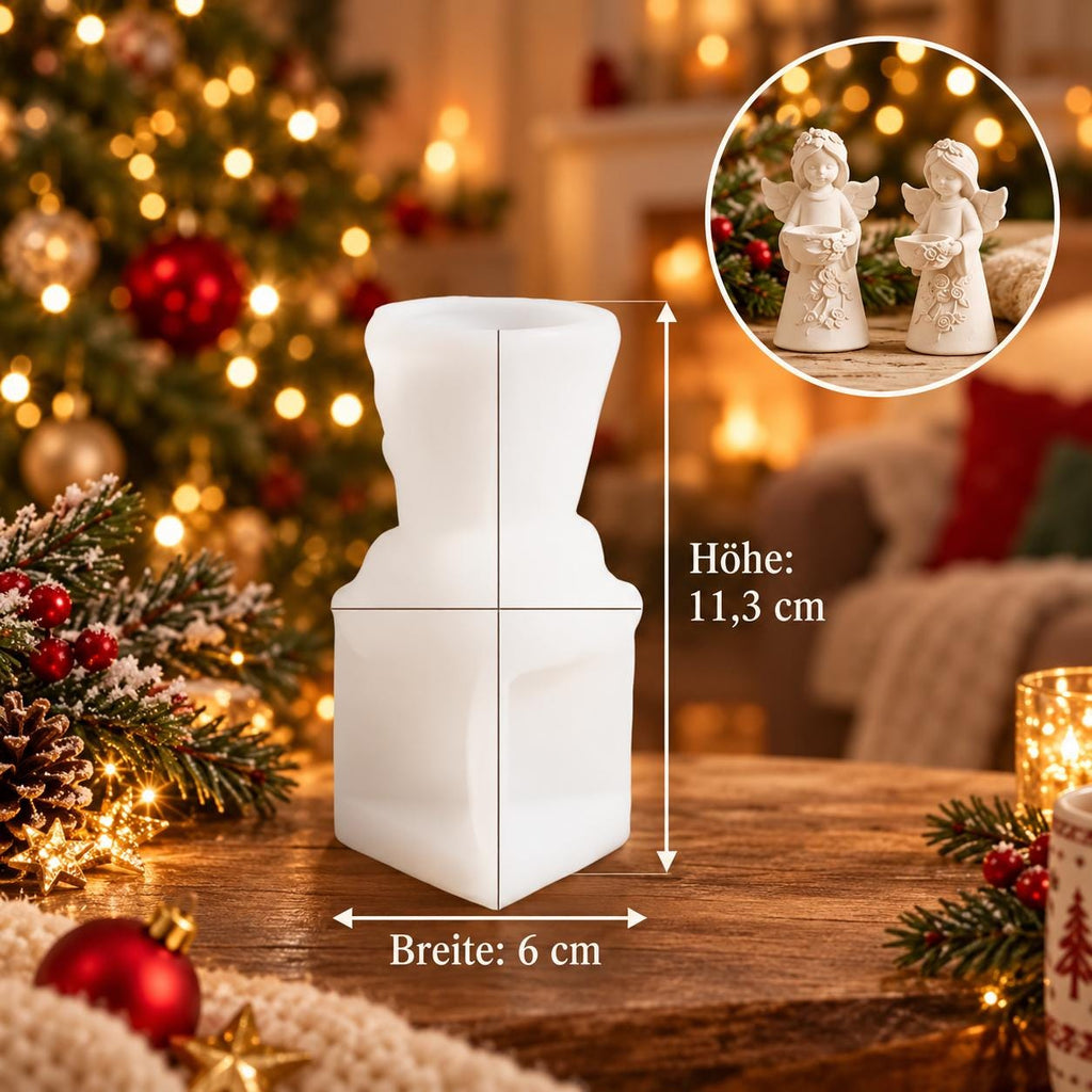 Silikon-Gießform Engel mit Schale und Blumenrelief – DIY Engelsfigur für Weihnachtsdeko und ganzjährige Dekoration