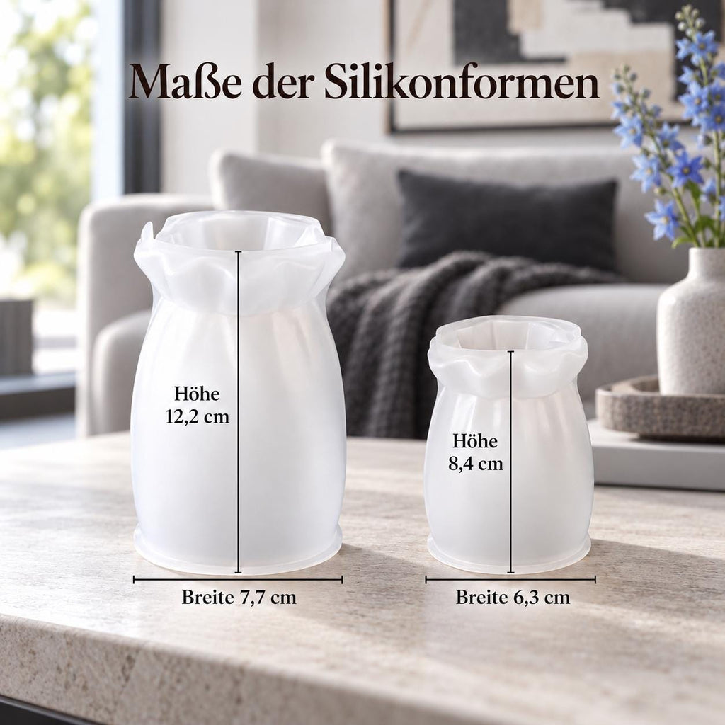 Silikonformen für Vasen in Beuteloptik, Set 2 Größen  Gießformen mit gewelltem Rand für selbst gemachte Wohndeko