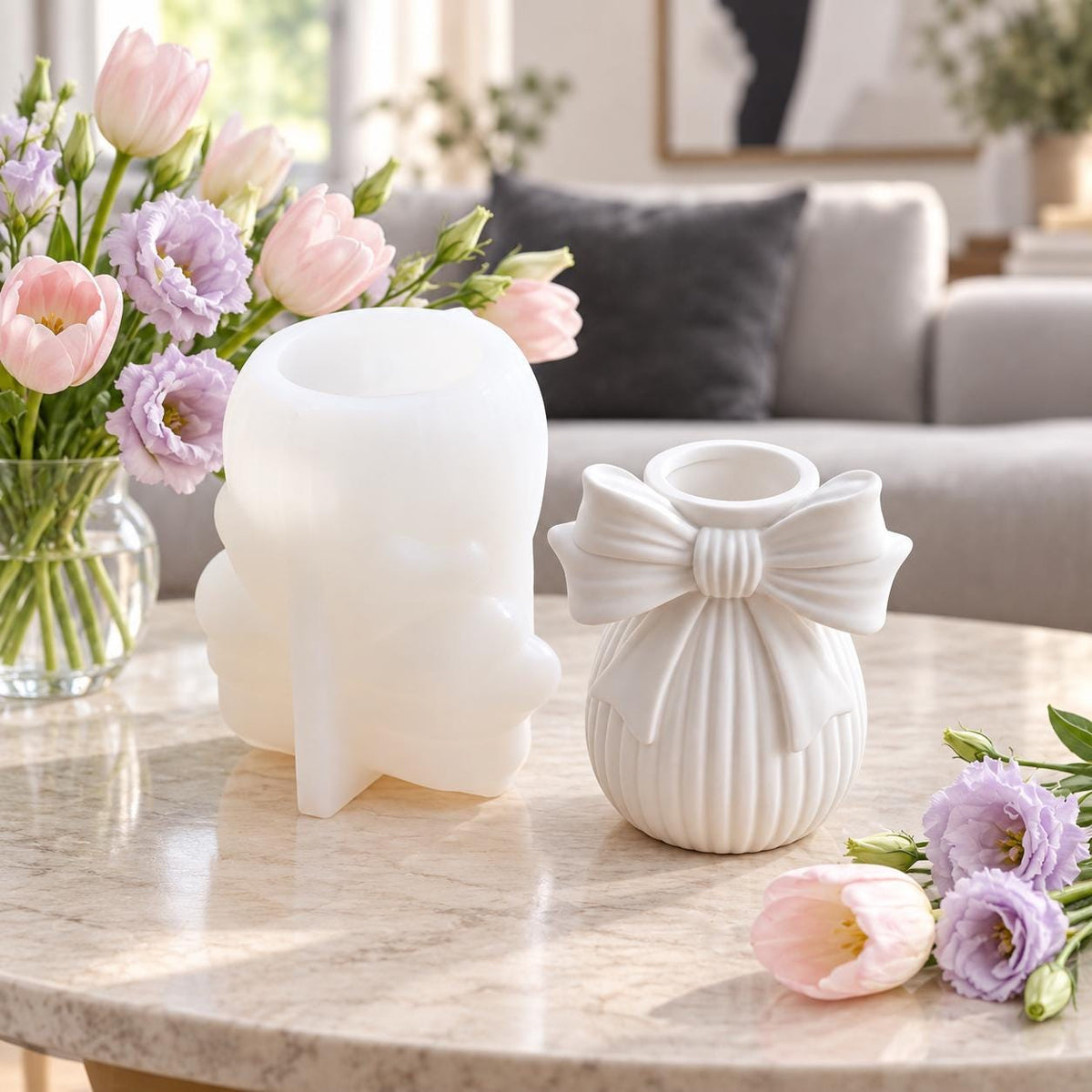 Silikonform Schleifenvase mit Rillen  Gießform für kleine Dekovase, DIY Wohndeko und selbst gestaltete Geschenke