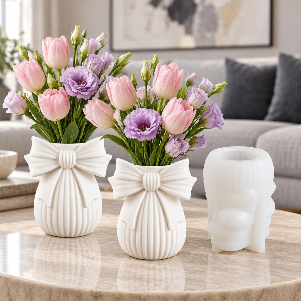 Silikonform Schleifenvase mit Rillen – Gießform für kleine Dekovase, DIY Wohndeko und selbst gestaltete Geschenke