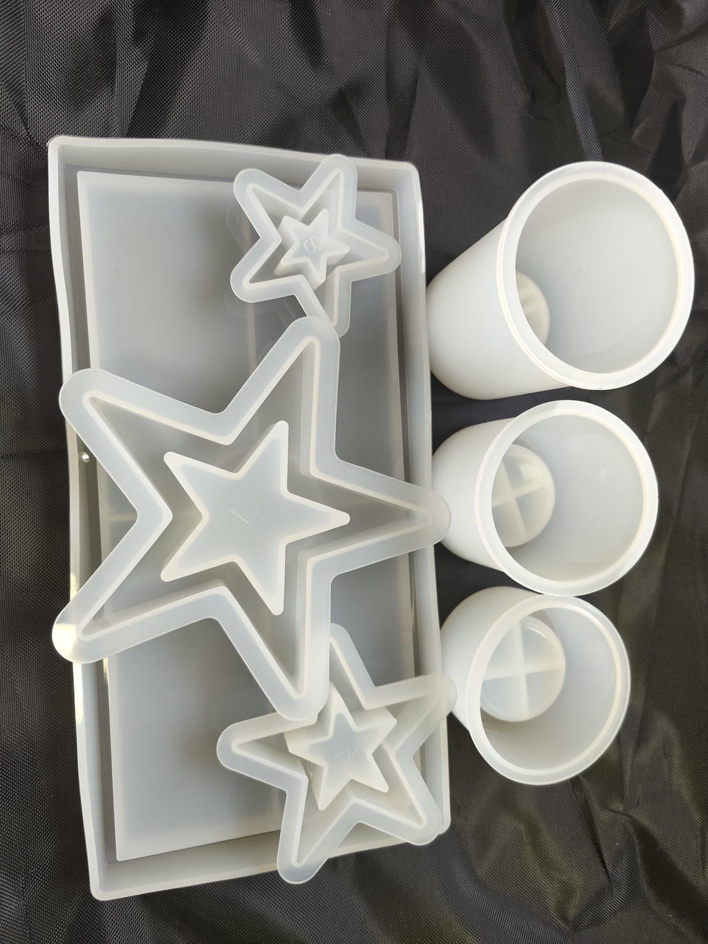 Silikonformen Advent 8er-Set  Kerzenhalter, Sterne und Tablett  Weihnachts-Gießformen für Raysin, Keraflott und Gips