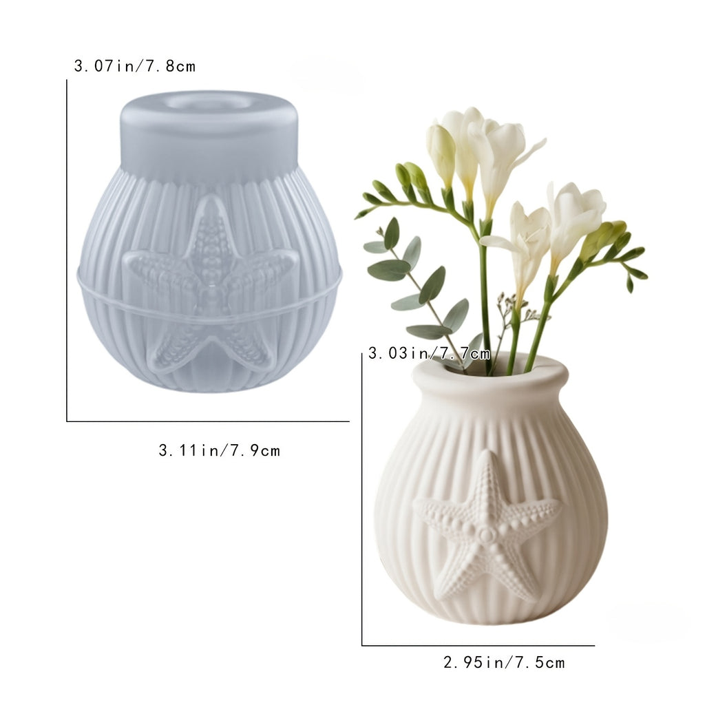 Maritime Silikonform Vase mit Seestern | Raysin-, Gips- & Betonform