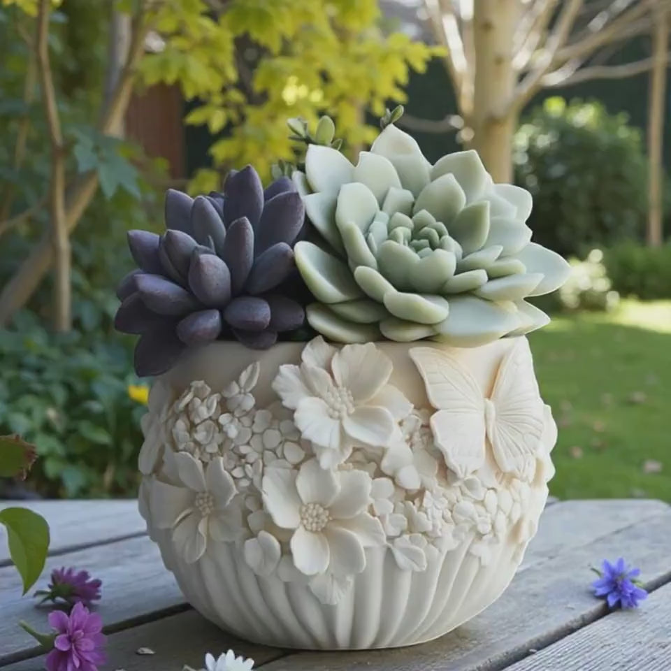 Silikonform Blumentopf / Pflanzgefäß (Blumenrelief) – Gießform für Raysin, Keraflott & Beton | DIY Frühlingsdeko