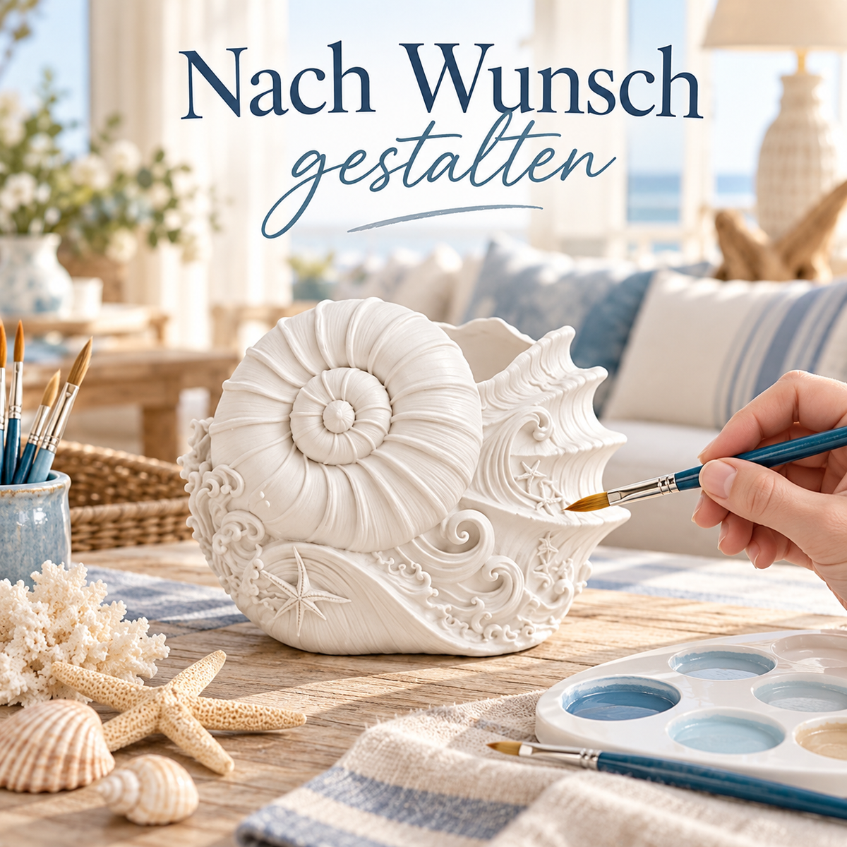 Weißer Muscheltopf-Gießling beim kreativen Gestalten